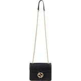 Gucci Pebbled Leather Interlocking GG Flap Crossbody Bag
