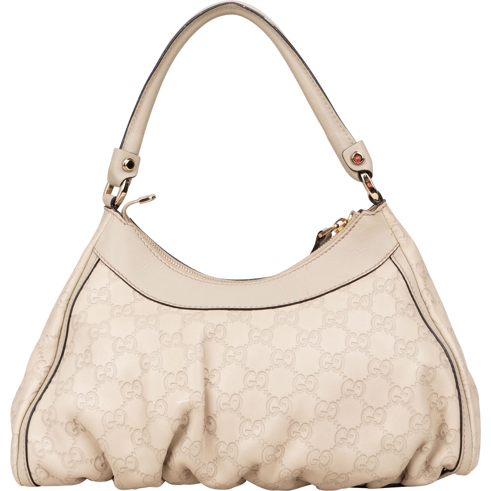 Gucci Leather Monogram Abbey Handbag - vintageandkickz