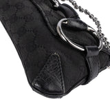 Gucci Monogram GG Black Horsebit Chain Pochette  Handbag