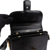 Celine Black Boxcalf Triomphe Shoulder Bag