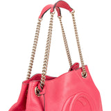 Gucci Grained Pink Leather GG Soho Chain Tote Shoulder Bag