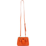Prada Orange Saffiano Lux Leather Micro Galleria Crossbody Handbag
