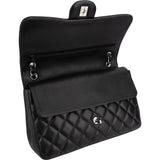 Chanel Quilted Lambskin Palladium Jumbo Double Flap Crossbody Bag