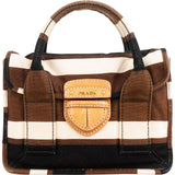 Prada Multicolor Striped Canvas Small Coffer Handbag