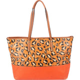 MCM Monogram Leopard Visetos Canvas Leather Liz Tote Shoulder Bag