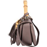 Gucci Lilac Pebbled Leather New Bamboo Top Handle Handbag