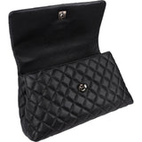Chanel Quilted Caviar Leather Palladium Coco Handle Single Flap Handbag