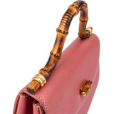 Gucci Pink Grained Leather Bamboo Top Handle Handbag