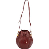 Cartier Bordeaux Leather Must de Cartier Round Bucket Drawstring Crossbody Bag
