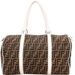 Fendi Monogram Zucca Canvas Boston Bag Handbag - vintageandkickz