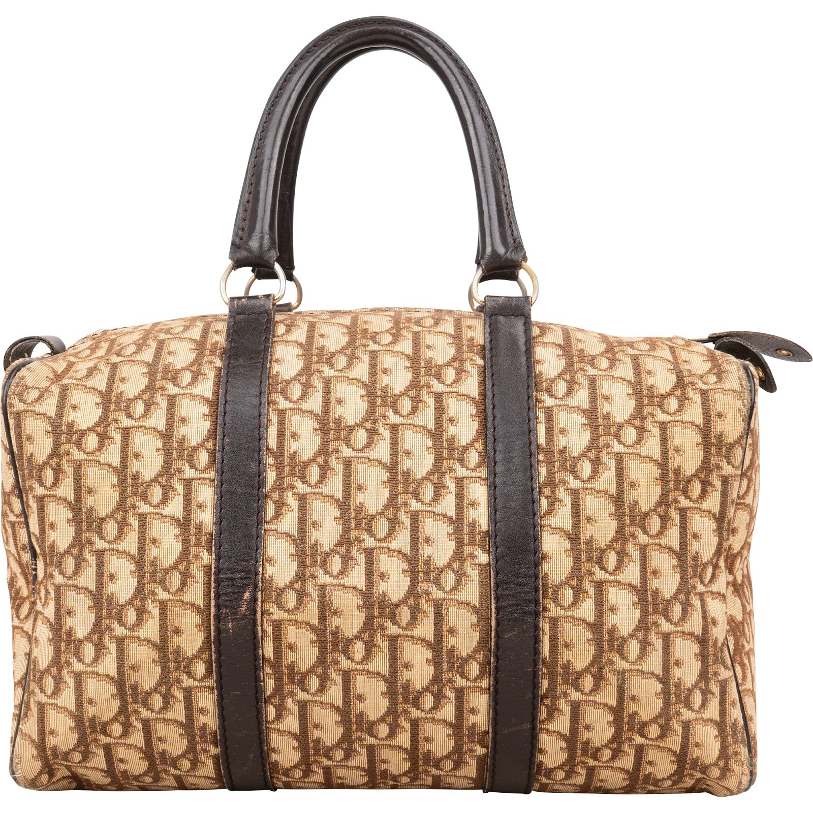 [🔄️B09 / F22] Christian Dior Monogram Trotter Canvas Boston Bag Handbag - vintageandkickz