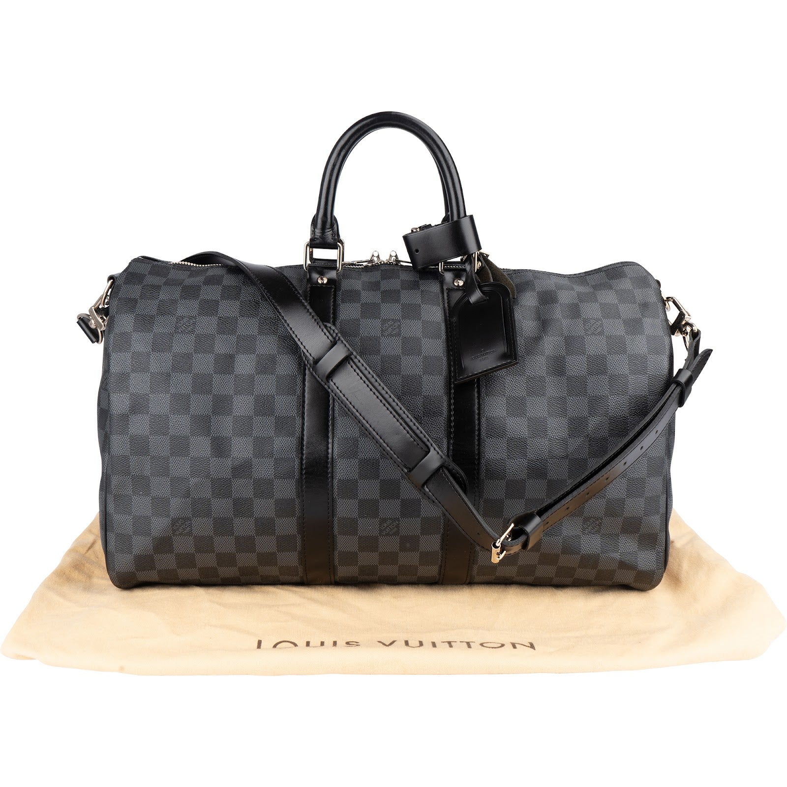 Louis Vuitton Monogram Damier Graphite Keepall 45 Bandoulière Travel Bag - vintageandkickz