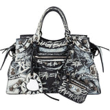 Balenciaga Graffiti Print Leather Neo Cagole City Handbag