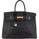 Hermès Noir Togo Leather Birkin 35 Gold Hardware Handbag