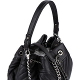 Chanel Chevron Leather Drawstring Crossbody Bag