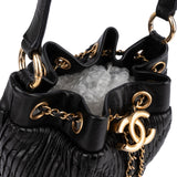 Chanel Pleated Calfskin Small Coco Pleats Drawstring Bucket Crossbody Bag
