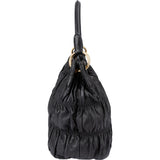 Prada Black Matelassé Nappa Leather Gaufre Shoulder Bag