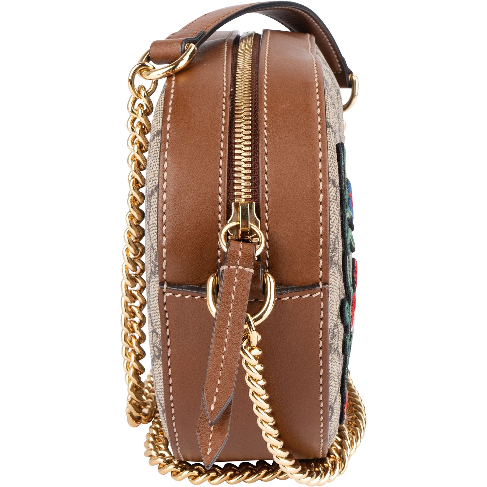 [🔄️B23 / F23] Gucci Monogram GG Supreme Embroidered Mini Chain Crossbody Bag - vintageandkickz