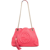 Gucci Grained Pink Leather GG Soho Chain Tote Shoulder Bag