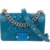 Chanel Quilted Patent Leather Small Boy Crossbody Bag