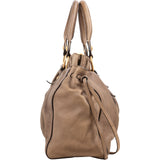 Miu Miu Taupe Vitello Leather Gathered Tote Drawstring Satchel Handbag