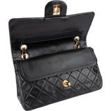 Chanel Quilted Lambskin 24K Gold Small Double Flap Crossbody Bag