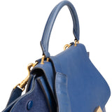 Celine Blue Suede & Grained Calfskin Trapeze Handbag