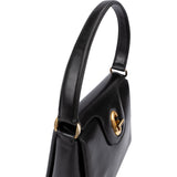 Gucci Black Leather Vintage G Turnlock Flap Handbag