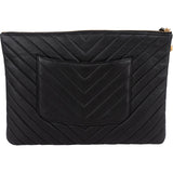 Chanel Caviar Leather Chevron Charms Clutch