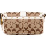 [🔄️B14 / F36] Coach Monogram Signature Canvas Hampton Studded Demi Flap Crossbody Bag - vintageandkickz