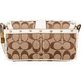[🔄️B14 / F36] Coach Monogram Signature Canvas Hampton Studded Demi Flap Crossbody Bag - vintageandkickz
