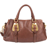 Prada Brown Calfskin Bowler Satchel Handbag