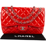 Chanel Quilted Patent Leather Jumbo Double Flap Crossbody Bag