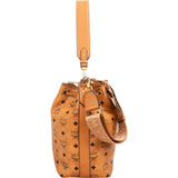 MCM Monogram Visetos Aren Drawstring Bucket Crossbody Shoulder Bag