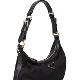 Prada Tessuto and Leather Triangle Hobo Shoulder Bag