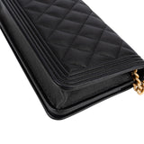 Chanel Quilted Caviar Leather Boy Wallet On Chain Crossbody Bag