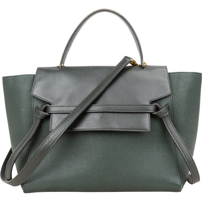 Celine Dark Green Leather Belt Handbag