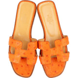Hermès Orange Exotic Leather Ostrich Oran Sandal Sandals (36)