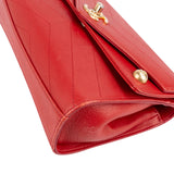 Chanel Stitched Leather Chevron Envelope Double Flap Shoulder Crossbody Bag