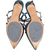 Valentino Garavani Metallic Leather Rockstud Kitten Heels (37)