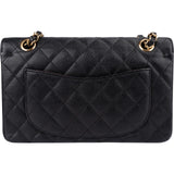 Chanel Quilted Caviar Leather Gold Small Double Flap Shoulder Bag