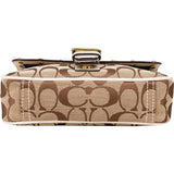 [🔄️B14 / F36] Coach Monogram Signature Canvas Hampton Studded Demi Flap Crossbody Bag - vintageandkickz