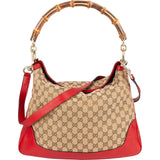 Gucci Monogram GG Bamboo Hobo Shoulder Bag