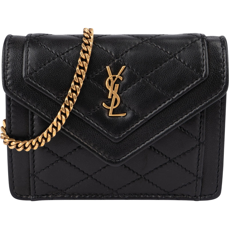 Yves Saint Laurent Quilted Lambskin Cassandre Envelope Micro Crossbody Bag