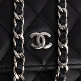 Chanel Quilted Lambskin Palladium Wallet On Chain Crossbody Bag