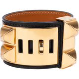 Hermès Leather Gold Tone Collier de Chien Bracelet