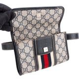 Gucci Blue Leather Monogram GG Supreme Web Belt Crossbody Bag