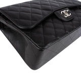 Chanel Quilted Caviar Leather Palladium Double Flap Jumbo Crossbody Bag