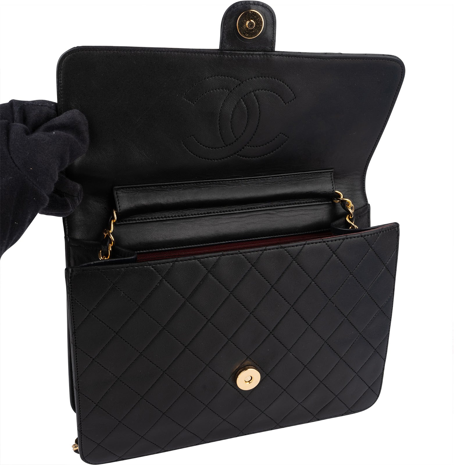 [🔄️B23 / F15] Chanel Quilted Lambskin Medium Double Flap Shoulder Bag - vintageandkickz
