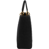 Christian Dior Cotton Cannage Medium Lady Dior Handbag